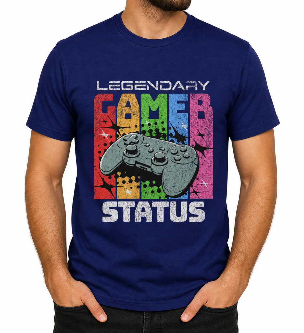 Legendary Gamer Status T-Shirt | Retro Gaming T-Shirt | Gamer Gift Gildan Tee