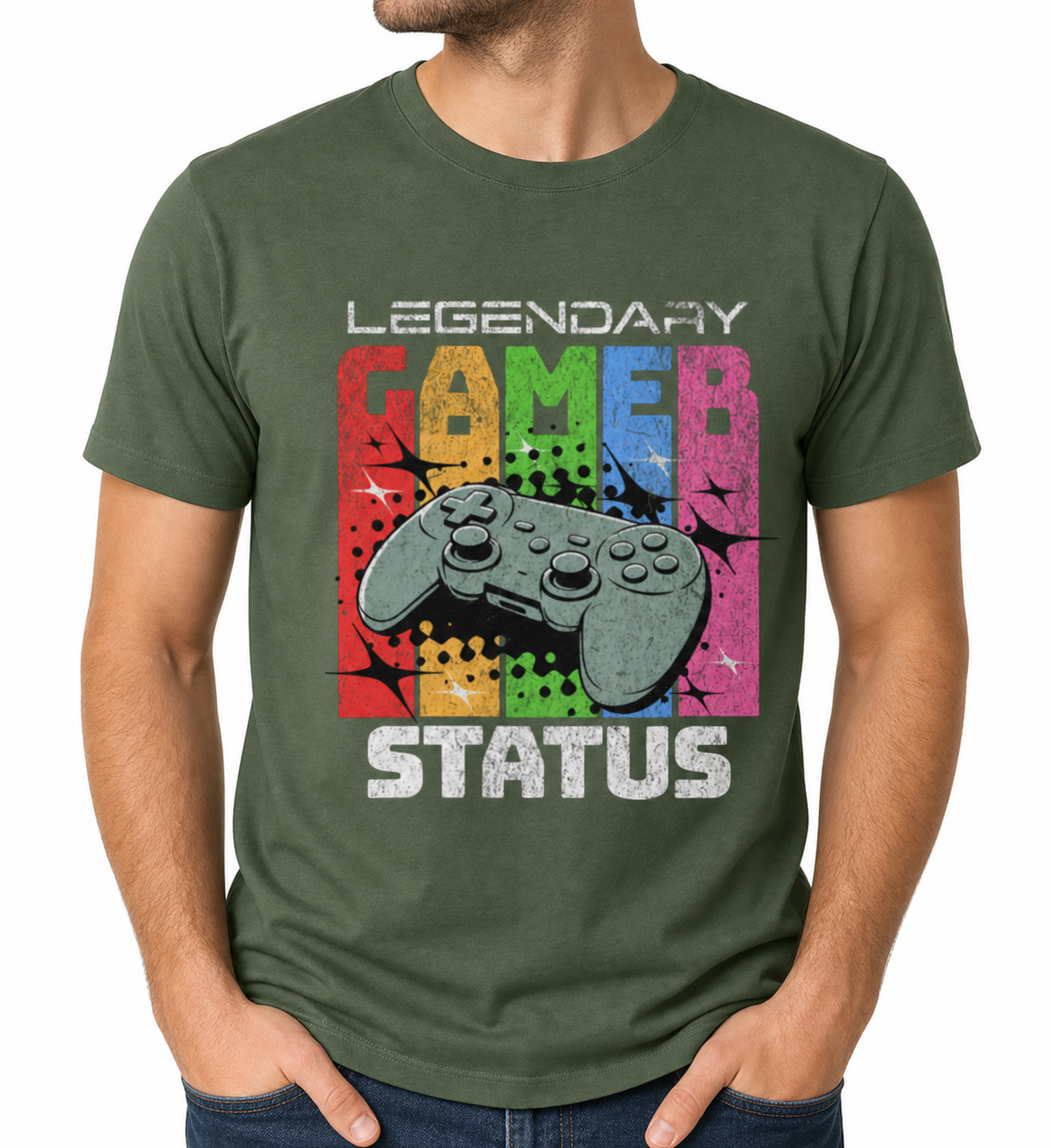 Legendary Gamer Status T-Shirt | Retro Gaming T-Shirt | Gamer Gift Gildan Tee