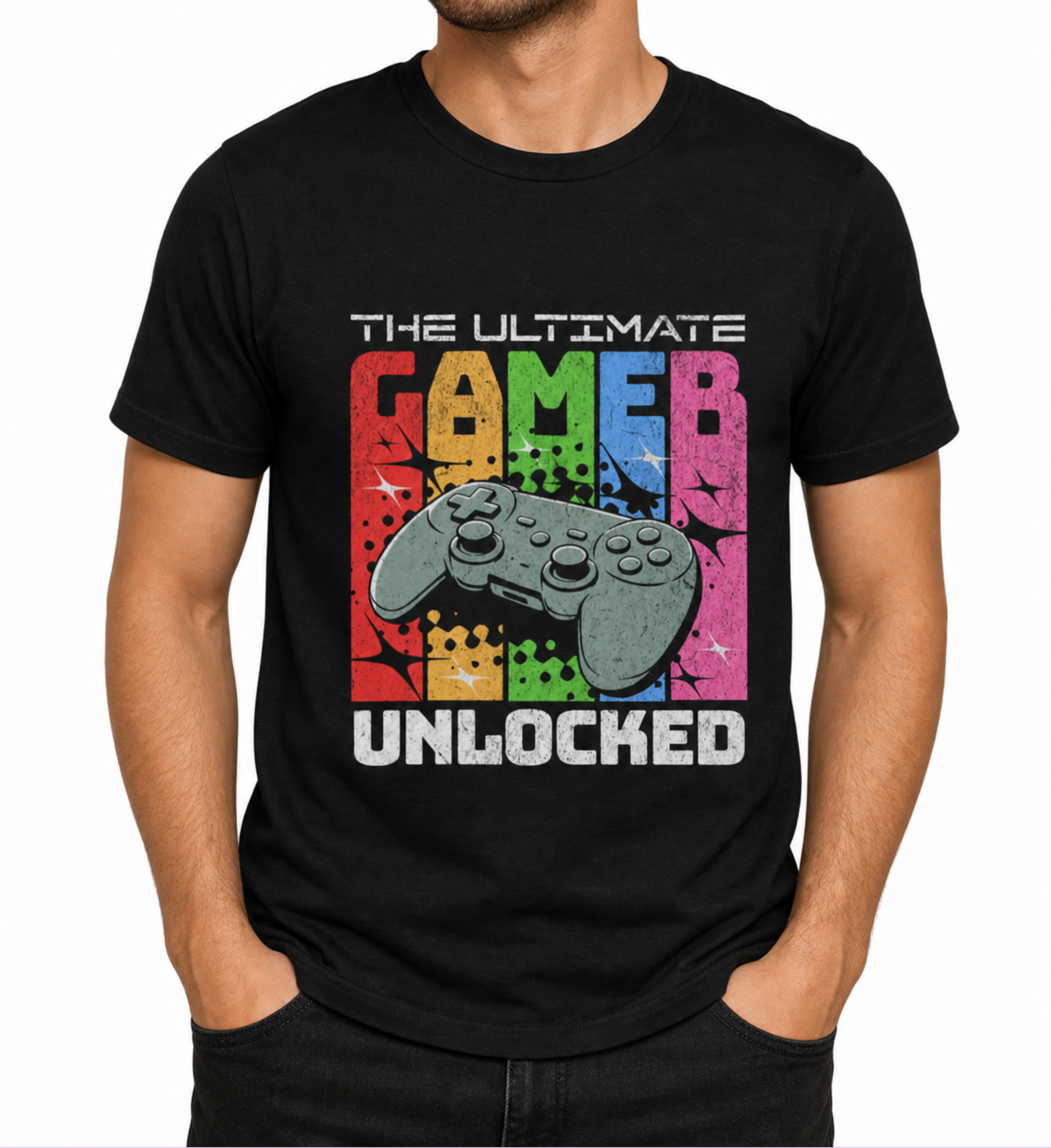 Mens Gamer T Shirt Retro Gaming Controller Tee Video Game Birthday Gift