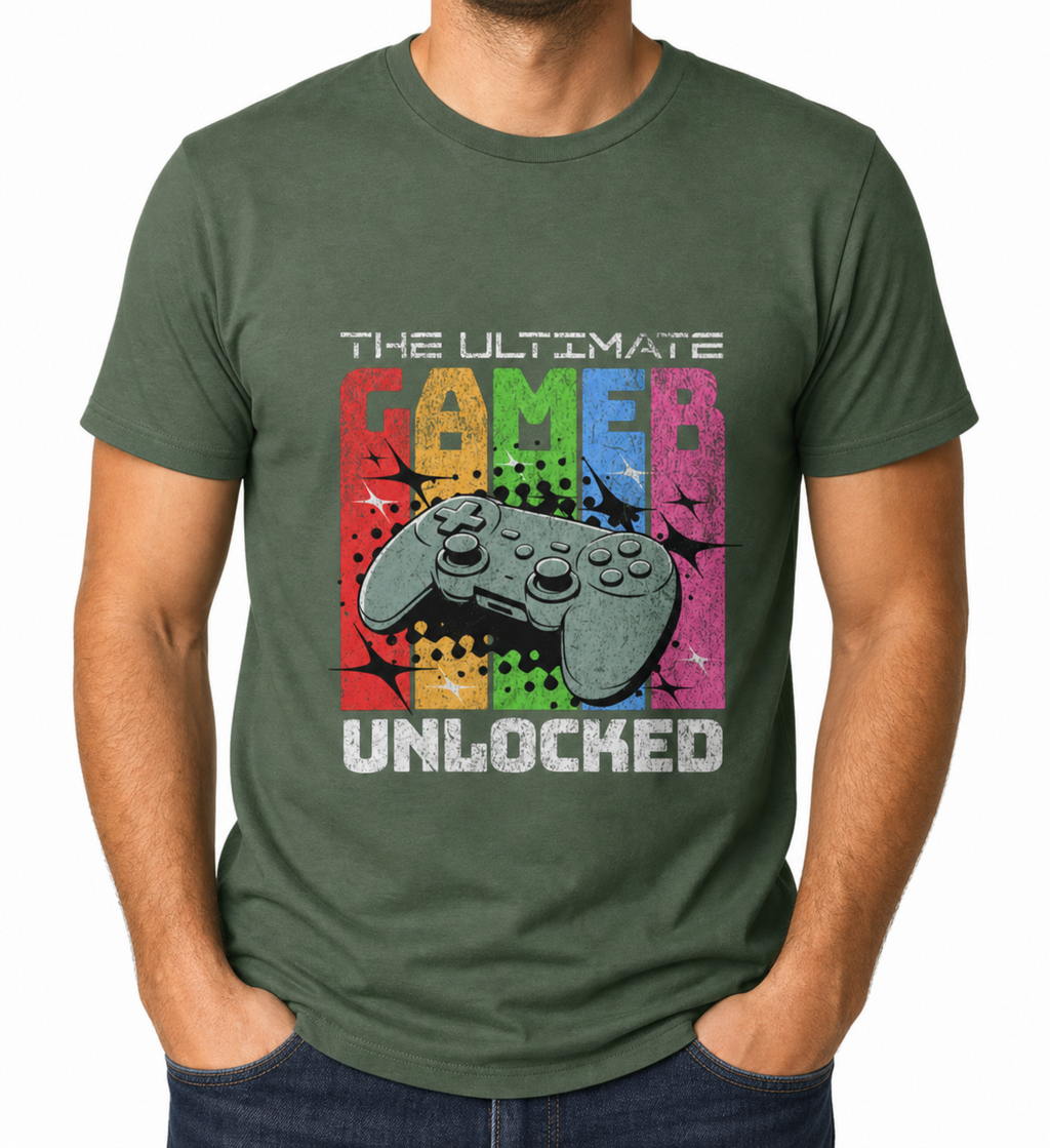 Mens Gamer T Shirt Retro Gaming Controller Tee Video Game Birthday Gift
