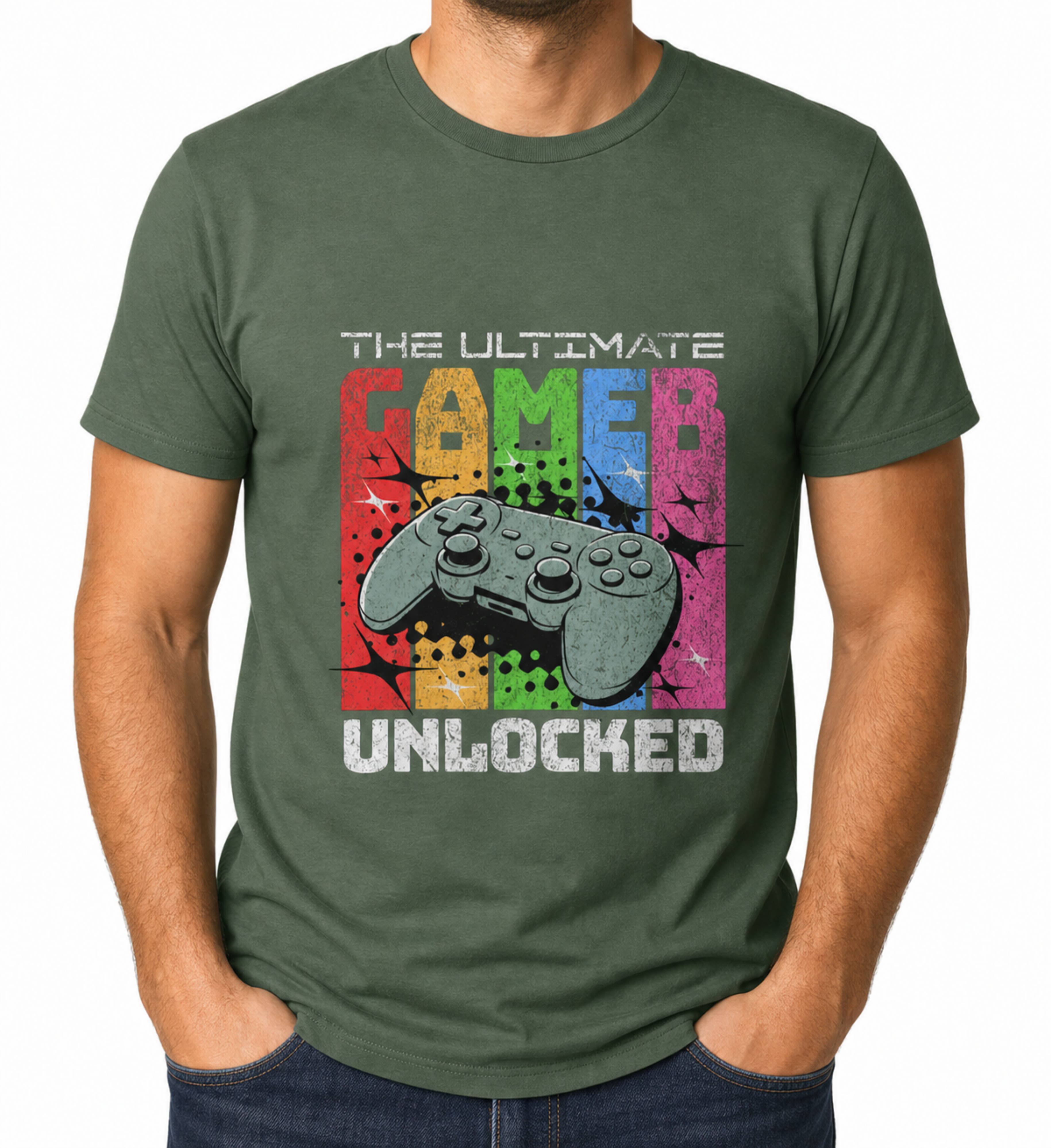Mens Gamer T Shirt Retro Gaming Controller Tee Video Game Birthday Gift