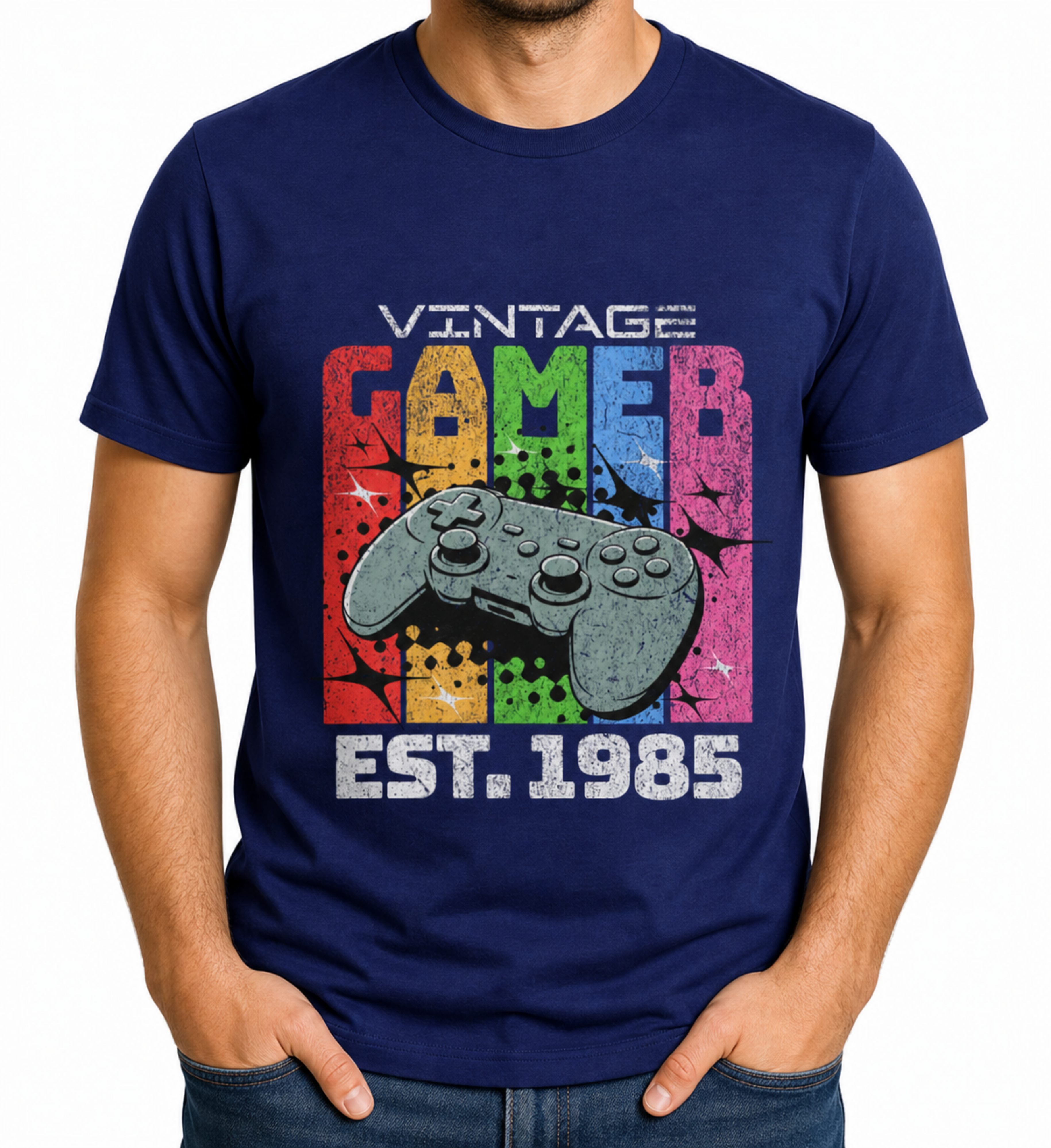 Mens Vintage Gamer T Shirt 1985 Retro Gaming Tee Birthday Gift
