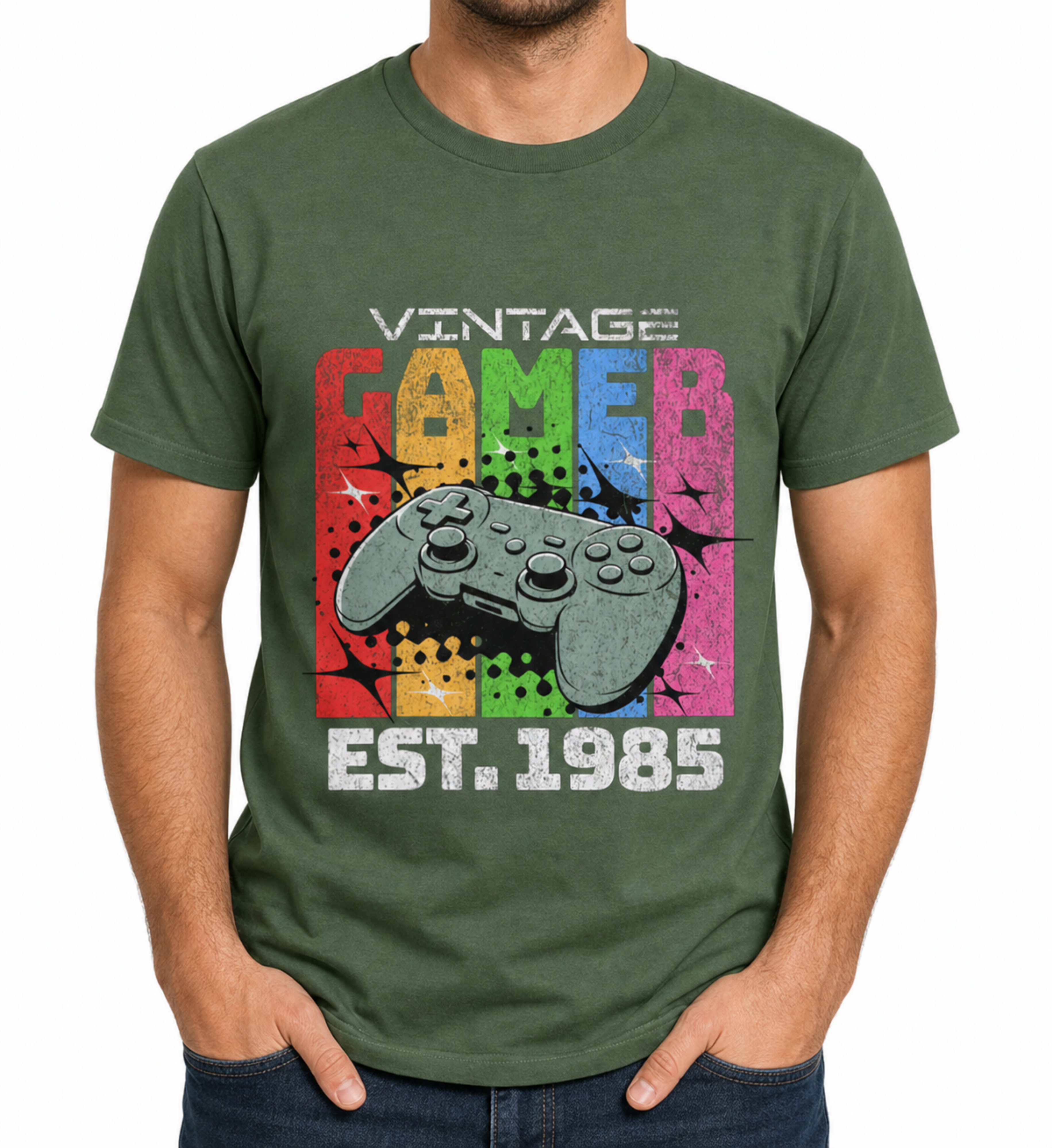 Mens Vintage Gamer T Shirt 1985 Retro Gaming Tee Birthday Gift
