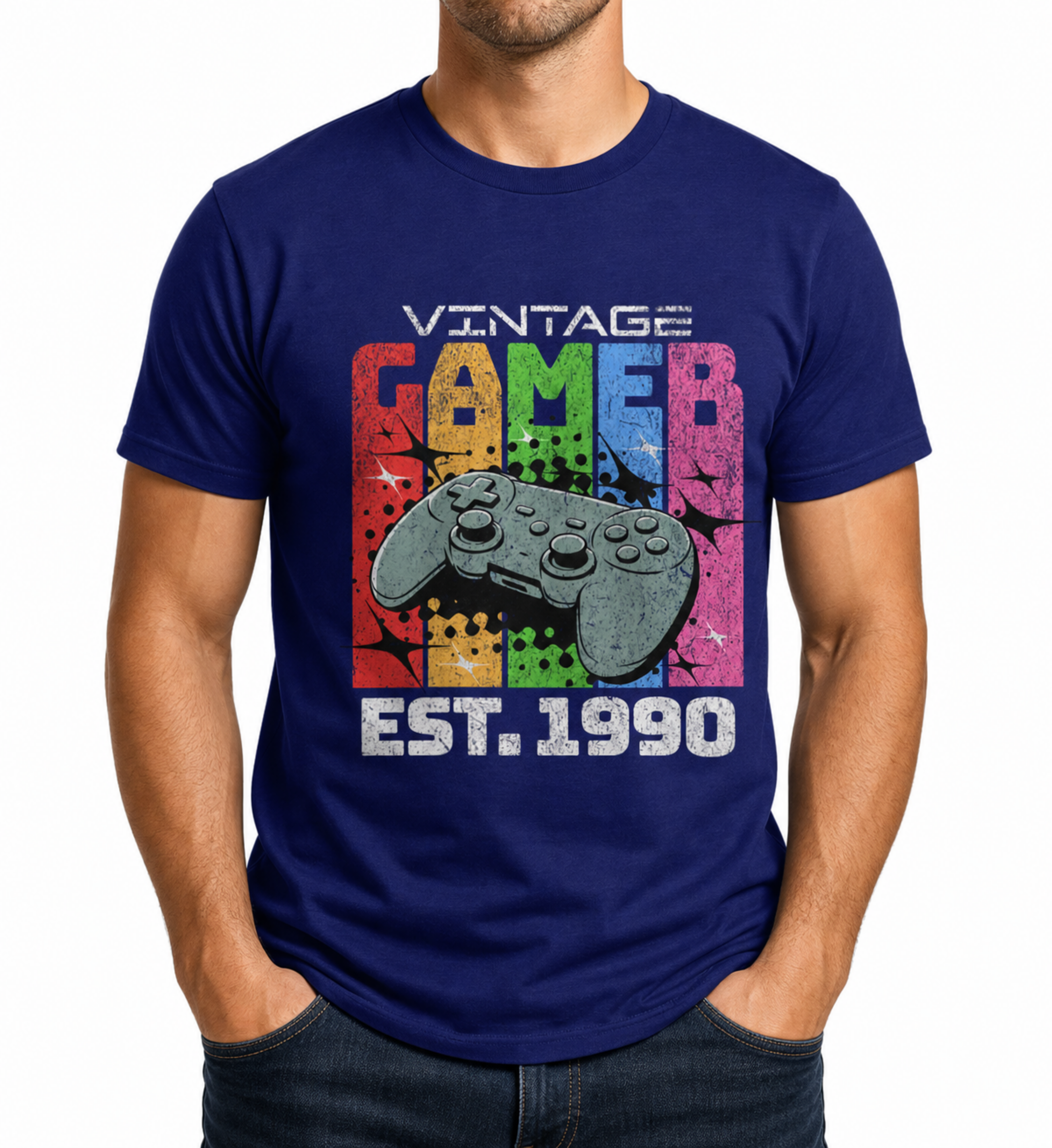 Mens Vintage Gamer T Shirt 1990 Retro Gaming Tee Birthday Gift