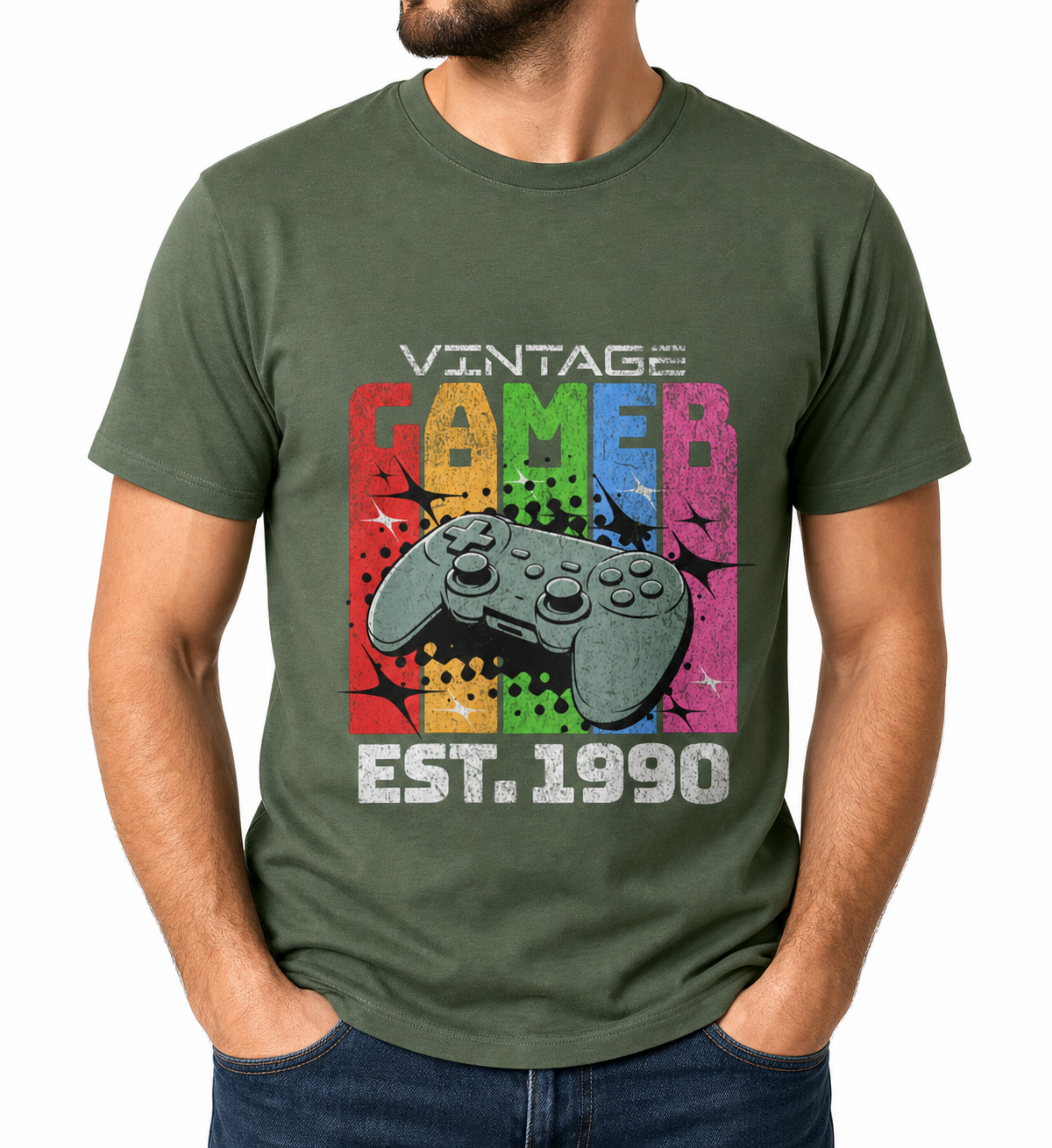 Mens Vintage Gamer T Shirt 1990 Retro Gaming Tee Birthday Gift