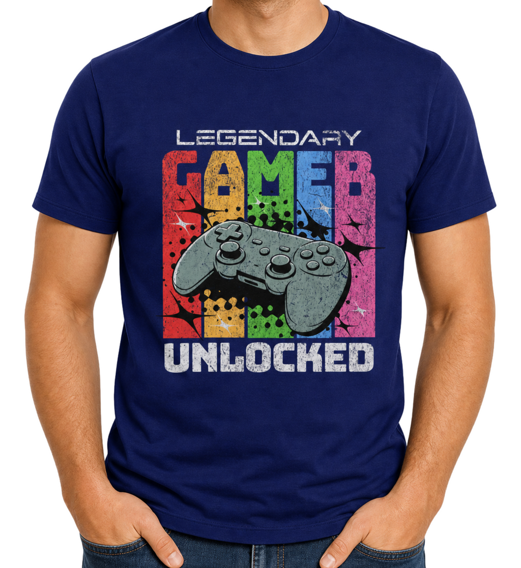 Legendary Gamer Unlocked T-Shirt | Retro Gaming T-Shirt | Gamer Gift Gildan Tee