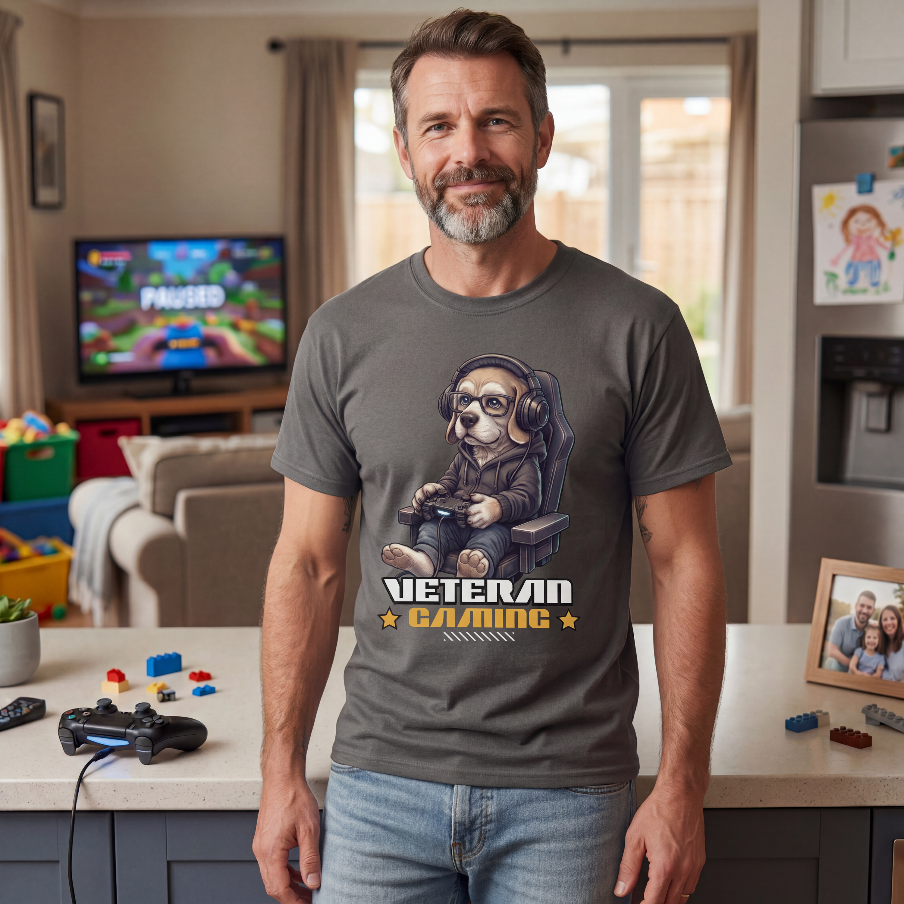 Veteran Gamer T-Shirt | Gamer Dog T-Shirt | Gaming Gift for Gamers | PC Console Gaming Shirt