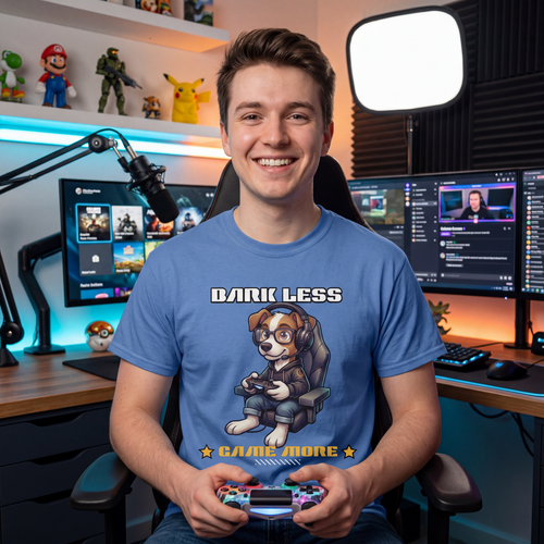 Funny Dog Gamer T Shirt Video Game Gaming Gift Tee
