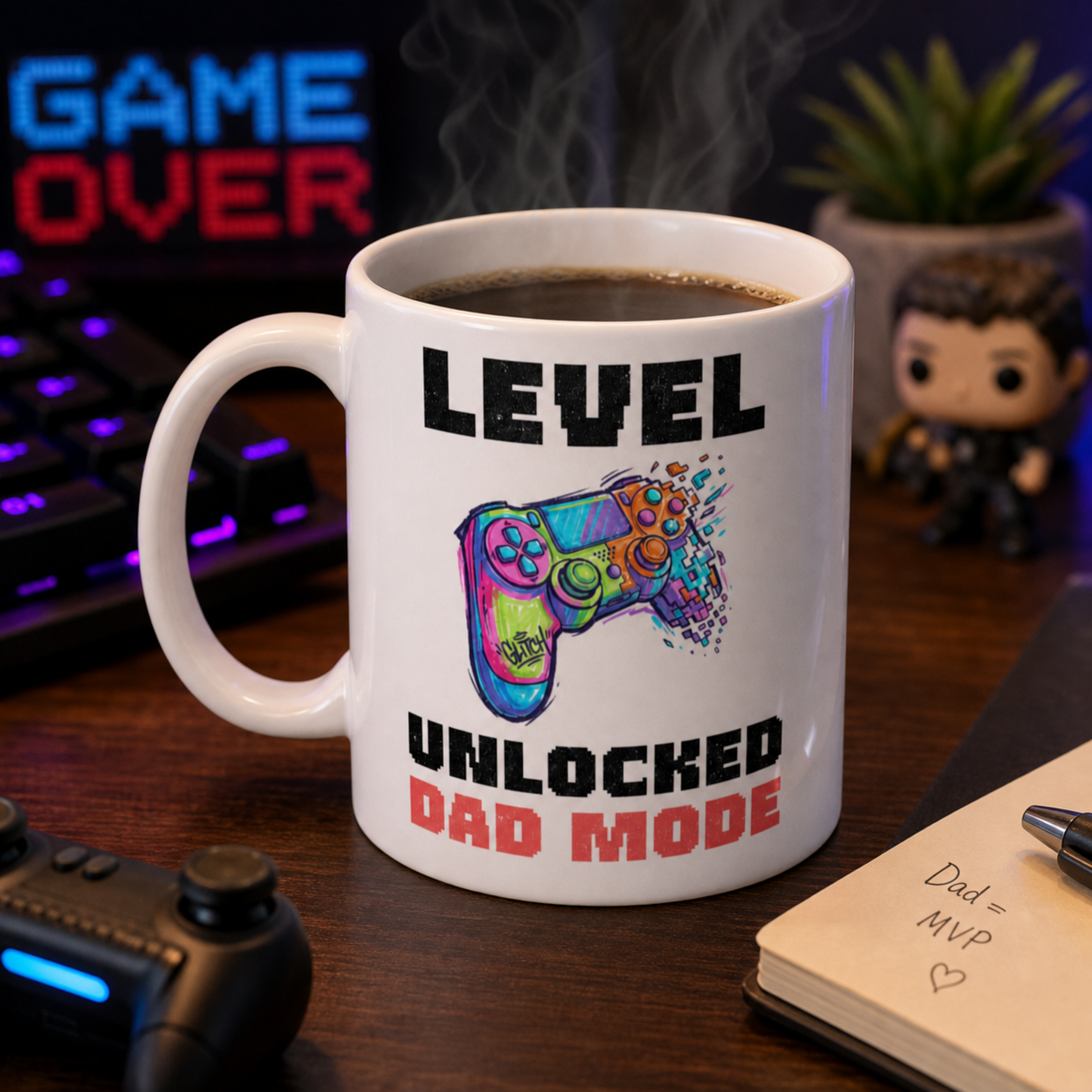 Level Unlocked Dad Mode Mug | Funny Gamer Dad Coffee Mug | Gaming Dad Gift | Father's Day Mug