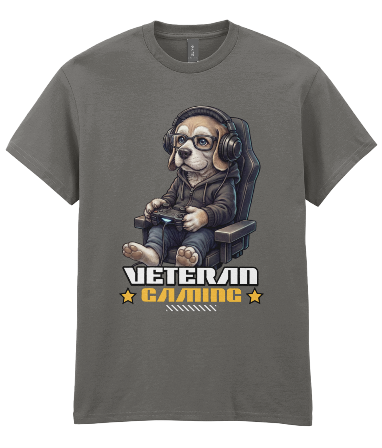 Veteran Gamer T-Shirt | Gamer Dog T-Shirt | Gaming Gift for Gamers | PC Console Gaming Shirt